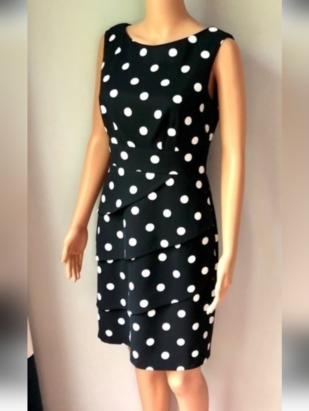 Dressbarn Black with White Polka Dot Dress Sz. 14.